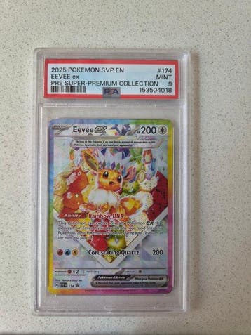 Pokémon - 9 Graded card - Eevee 174 Foil, Limited edition -, Nieuw