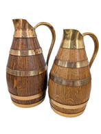 2 anciens Pichets à cidre/vin en bois et laiton doré -, Antiquités & Art
