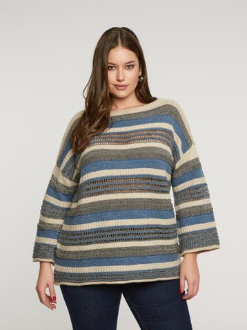 Mat fashion streep truiL/XL=50-54Maat 46/48 (XL) of groter, Verzenden