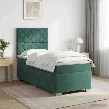 vidaXL Boxspringbed met matras Donkergroen 90 x 200 cm, Verzenden