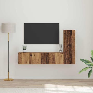vidaXL Tv-meubelset 3 st Oud Hout Bewerkt hout, Huis en Inrichting, Verzenden, Nieuw