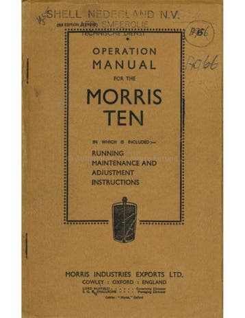 1935 MORRIS TEN INSTRUCTIEBOEKJE ENGELS