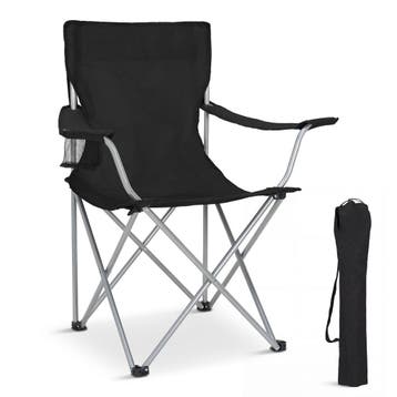 2dekans | Trvlmore Kampeerstoel Basic – Zwart – 88 x 50 x 83, Ophalen of Verzenden, Nieuw