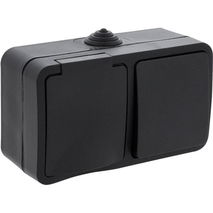 Q-LINK Buiten Stopcontact & Schakelaar Mat Zwart IP54 LED, Bricolage & Construction, Électricité & Câbles, Envoi