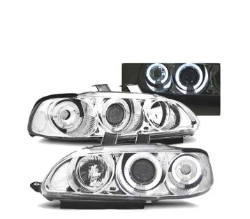 Phares Pour Honda Civic 91-95 2D 3D Angel Eyes Chromé, Autos : Pièces & Accessoires, Verzenden