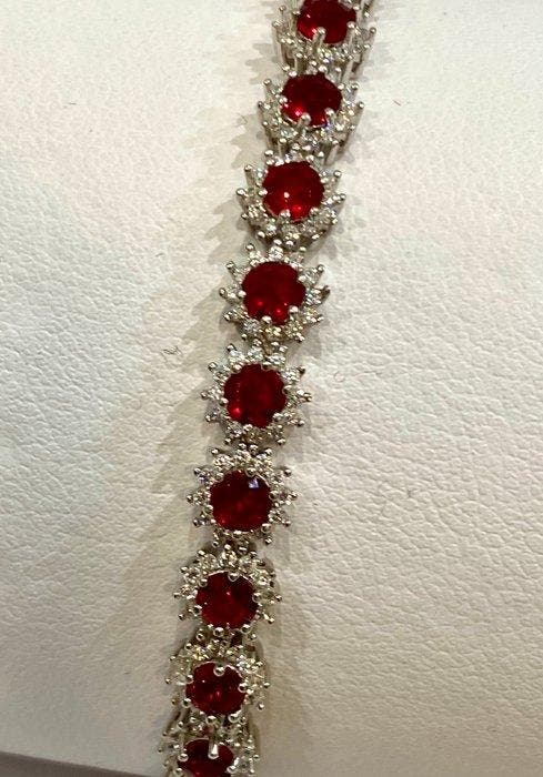 Zonder minimumprijs - Armband Zilver - 2,60ct. tw. Granaat, Handtassen en Accessoires, Armbanden
