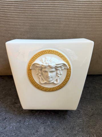 Versace - Vaas - Porselein - Versace Medusa gouden vaas, Antiek en Kunst