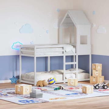 vidaXL Kinderbedhuisje 55x84x132 cm massief grenenhout wit, Verzenden, Nieuw