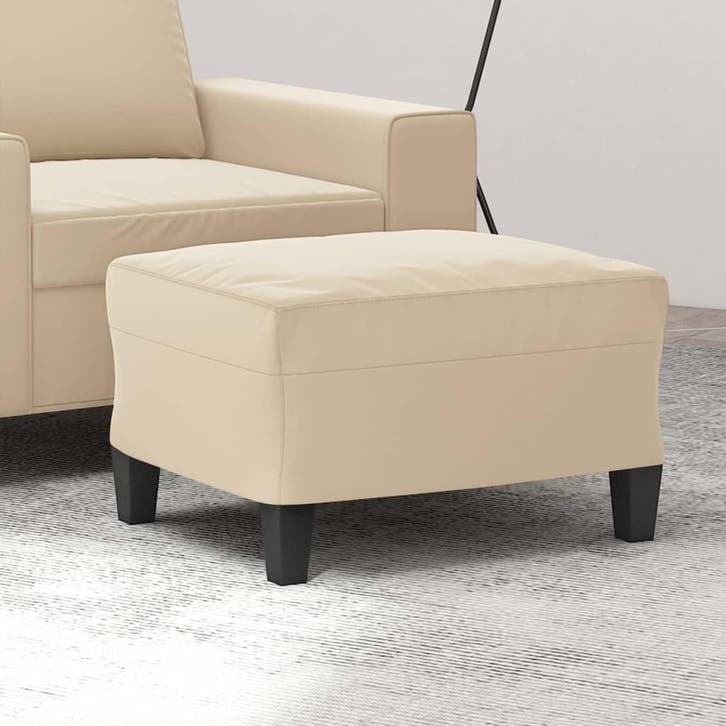 vidaXL Voetenbank 60x50x41 cm microvezelstof crèmekleurig, Huis en Inrichting, Zetels | Voetbanken en poefs, Nieuw, Verzenden