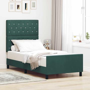 vidaXL Boxspring bed met hoofdeinde Donkergroen 90 x 190 cm, Huis en Inrichting, Verzenden, Nieuw