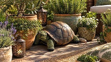 Beeld, schildpad voor huis of tuin - 13 cm - resin