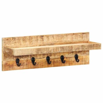 vidaXL Wandkapstok 60x15x20 cm massief ruw mangohout, Huis en Inrichting, Verzenden, Nieuw
