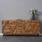 Dressoir Mangohout Fiona 200 cm, Verzenden, Nieuw, Overige houtsoorten, Industriële meubels