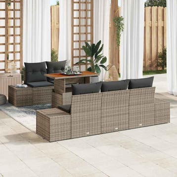 vidaXL Tuinbank Set 6 st Grijs en Bruin, Verzenden