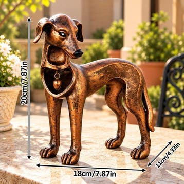 Beeldje - Greyhound Sculpture with Heart Pendant - Brons