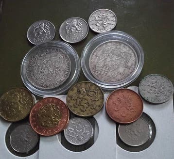 Tsjechië, Tsjecho-Slowakije. Lot of 13 coins, incl. silver,