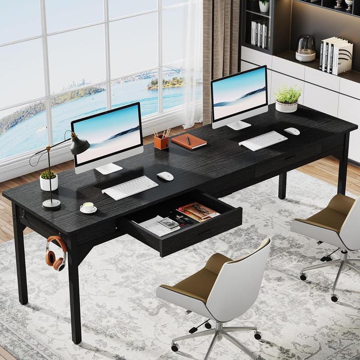 Bureau - Computertafel - Computerbureau - 200x60 cm - Zwart, Huis en Inrichting, Bureaus, Nieuw, Verzenden