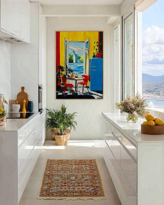 E. García - Interior con vista al puente XL (no reserve), Antiek en Kunst, Kunst | Schilderijen | Modern