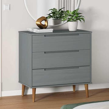 vidaXL Ladekast MOLDE 80x40x80 cm massief grenenhout grijs, Verzenden, Nieuw