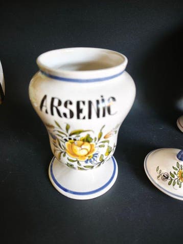 Pot de pharmacie - Faïence fine - ARSENIC, Antiquités & Art