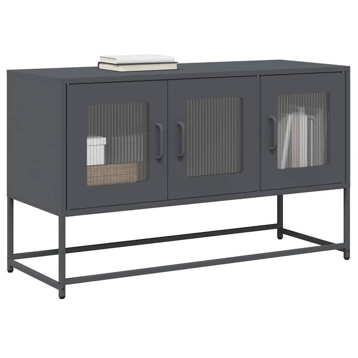 vidaXL Tv-meubel 100,5x39x60,5 cm koudgewalst staal, Huis en Inrichting, Kasten |Televisiemeubels, Nieuw, Verzenden
