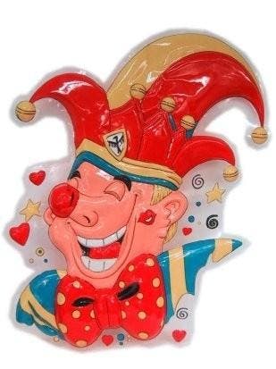 Wanddecoratie Clown Prins Carnaval 60cm, Hobby en Vrije tijd, Verzenden, Nieuw