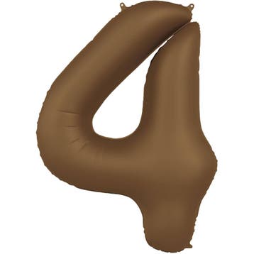 4 Jaar Cijfer Ballon Bruin Mat 86cm, Hobby en Vrije tijd, Feestartikelen, Verzenden, Nieuw