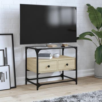 vidaXL Tv-meubel met glazen blad 60x35x51 cm bewerkt hout, Verzenden, Nieuw