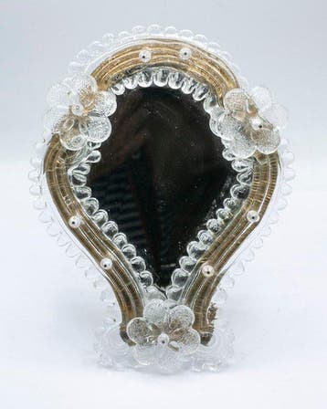 Spiegel- Veneziaans bloemen-spiegel - Murano - glas - hout -