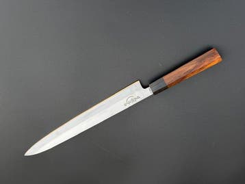 Keukenmes - Handgemaakt sushi-mes, gesmeed staal, houten