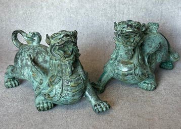 Paar Mythische Wezens (Zonder Minimumprijs) - Brons - China