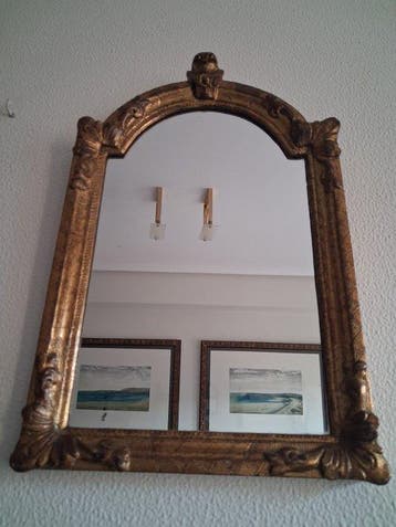 Wandspiegel - glas, hout, bladgoud - spiegel