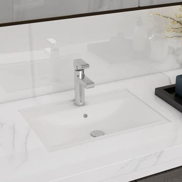 vidaXL Wastafel met kraangat en overloop rechthoekig, Doe-het-zelf en Bouw, Sanitair, Verzenden, Nieuw