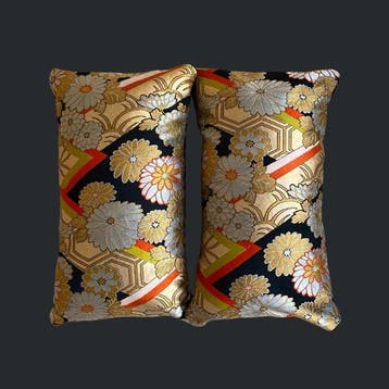 Japanese Vintage Silk Obi - Gold Chrysanthemum & Kikko