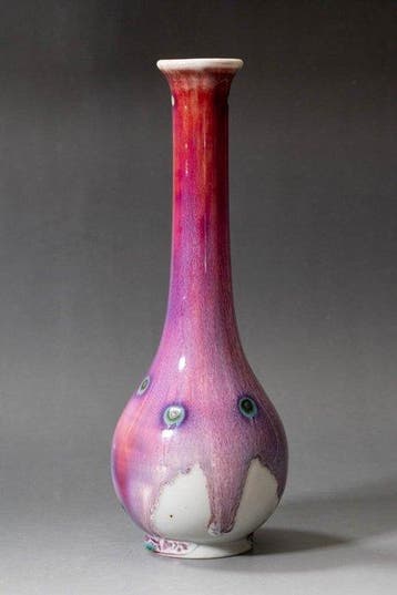 Vase à fleurs en émail paon Kujaku-yu - Porcelaine - Gaei, Antiquités & Art