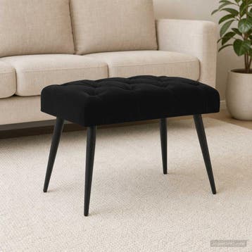 vidaXL Bank met knopen tufting Zwart 60 x 40 x 45 cm Fluweel, Verzenden