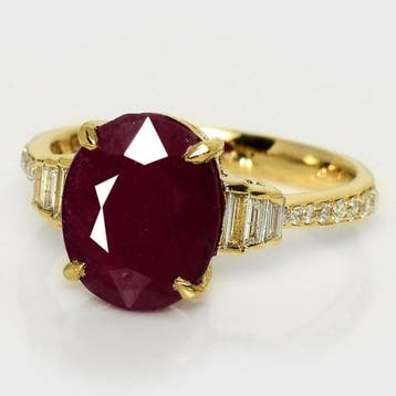 Zonder minimumprijs - Ring - 14 karaat Geel goud, HRD 4,95, Nieuw