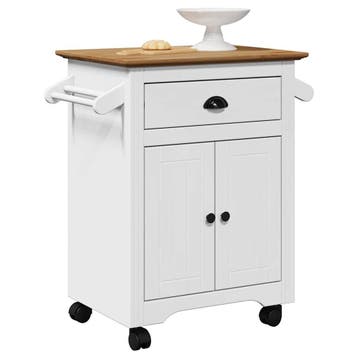 vidaXL Keukentrolley BODO 72x45x80 cm wit en bruin, Huis en Inrichting, Verzenden, Nieuw