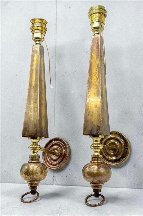 Wandlamp (2) - piramidaal - Verguld messing, Huis en Inrichting, Overige Huis en Inrichting