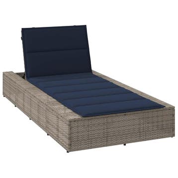 vidaXL Ligbed met zwevend kussen poly rattan grijs, Tuin en Terras, Verzenden, Nieuw