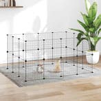 vidaXL Huisdierenkooi met deur 28 panelen 35x35 cm staal, Verzenden, Nieuw