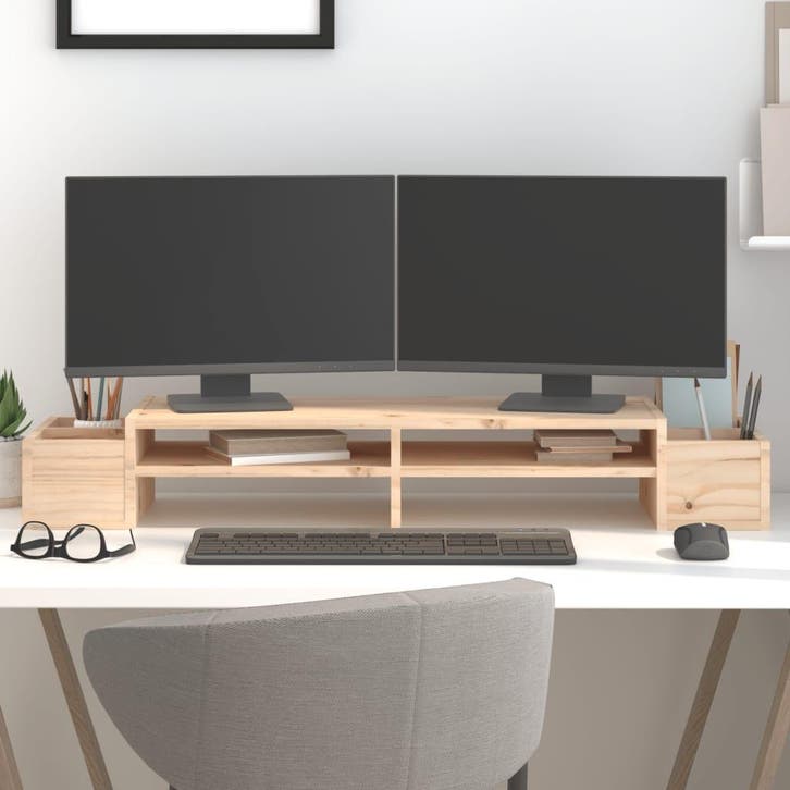 vidaXL Monitorstandaard 100x27,5x15 cm massief grenenhout, Computers en Software, Overige Computers en Software, Nieuw, Verzenden