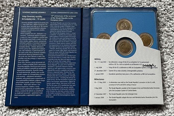 Slowakije. 2 Euro 2009/2014 Plexi Set and 2 x Author, Postzegels en Munten, Munten | Europa | Niet-Euromunten