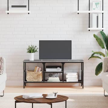 vidaXL Tv-meubel 100x35x45 cm bewerkt hout en ijzer grijs, Verzenden, Nieuw