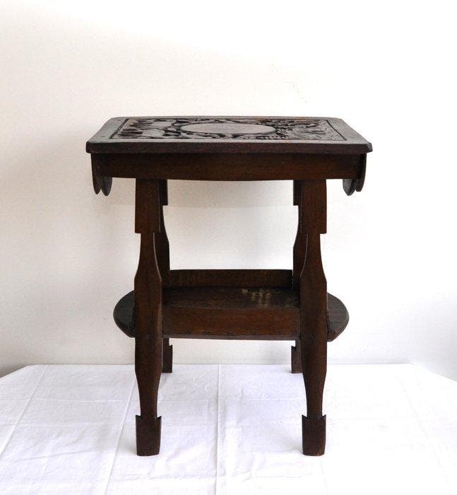 F.M.Becker 1885 - Tafel - Eik, Antiquités & Art, Art | Objets design