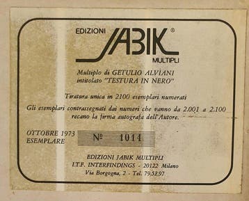 Getulio Alviani (1939-2018) - TESTURA IN NERO