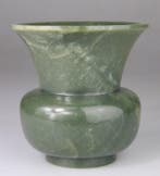 Gesculpte Chinese vaas Zhadou - Jade Epinard beeldhouwt -, Antiek en Kunst