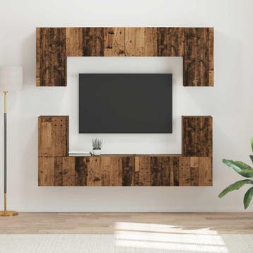vidaXL Tv-meubelset Wandgemonteerd 5 pcs Oud Hout Bewerkt, Verzenden, Nieuw