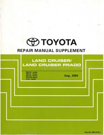 2005 TOYOTA LAND CRUISER | PRADO WERKPLAATSHANDBOEK ENGELS