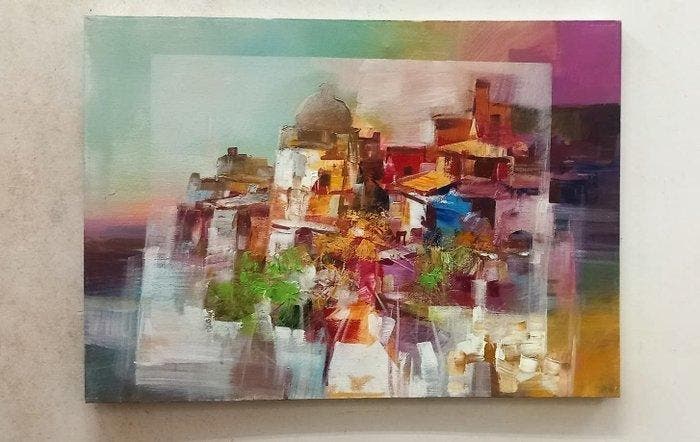 Fabio Costantino (1945) - Il mio borgo, Antiquités & Art, Art | Peinture | Classique